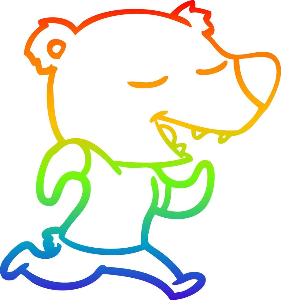 rainbow gradient line drawing cartoon bear vector