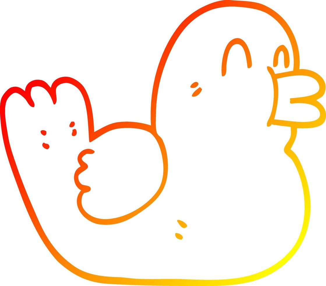 warm gradient line drawing cartoon happy duck vector