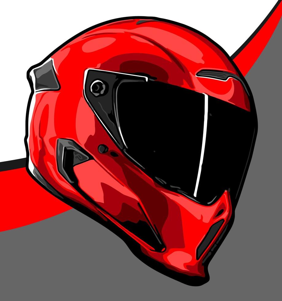 vista lateral del casco rojo fresco vector