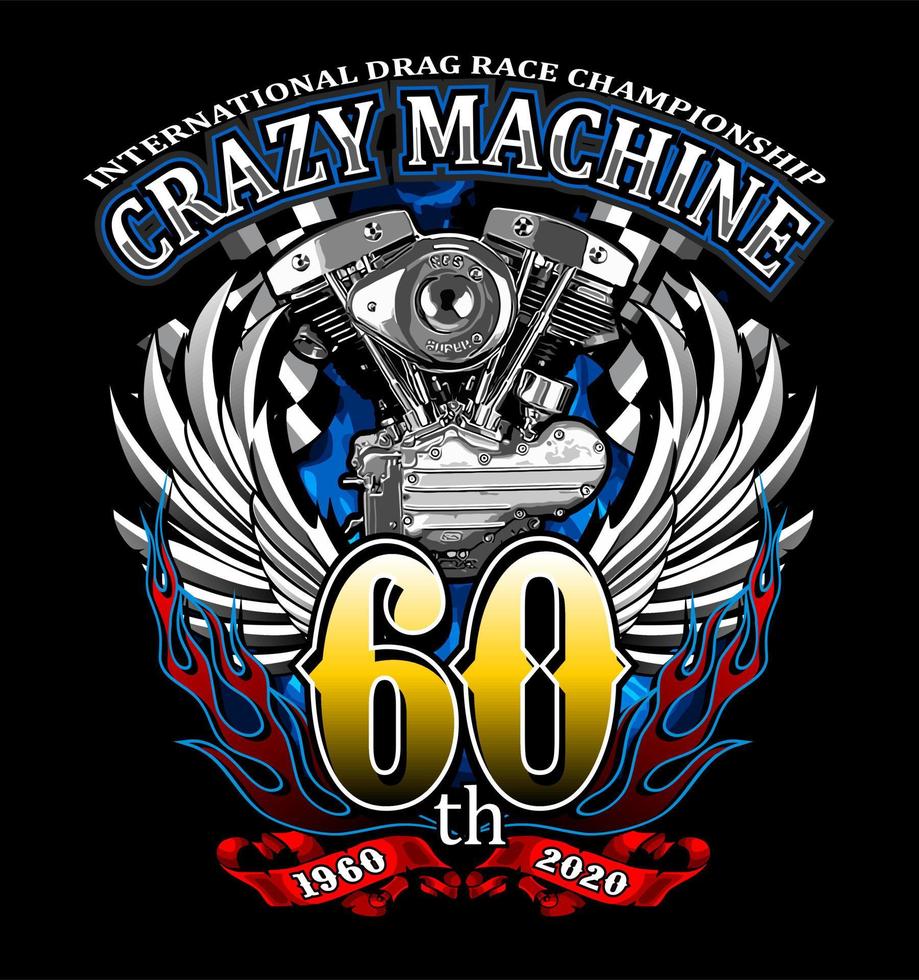 number 60 wings background v twin vector