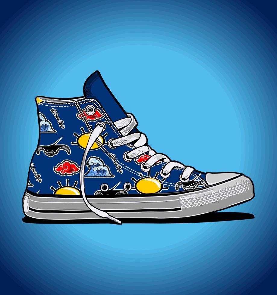 beach icon pattern sneakers vector