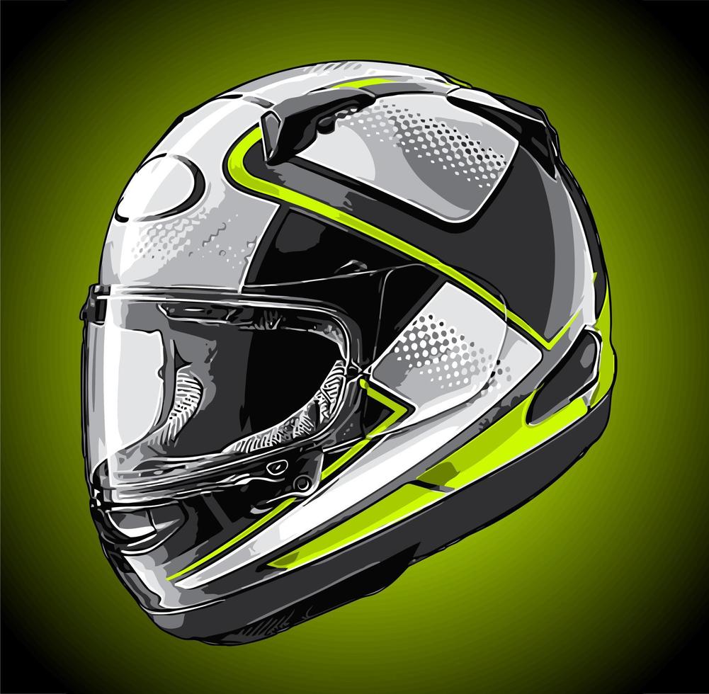 cool white green helmet vector