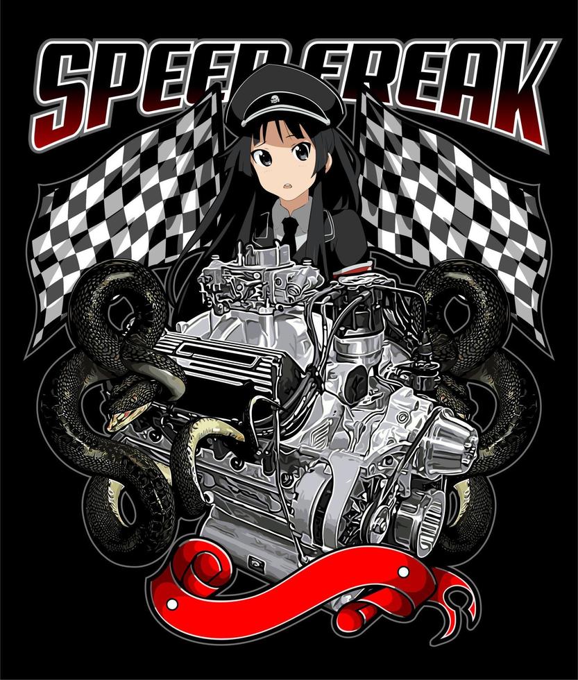 fondo de motor de coche anime vector