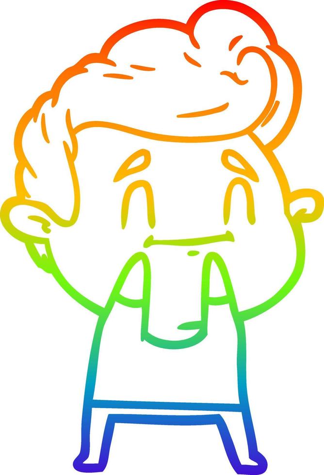 rainbow gradient line drawing happy cartoon man vector