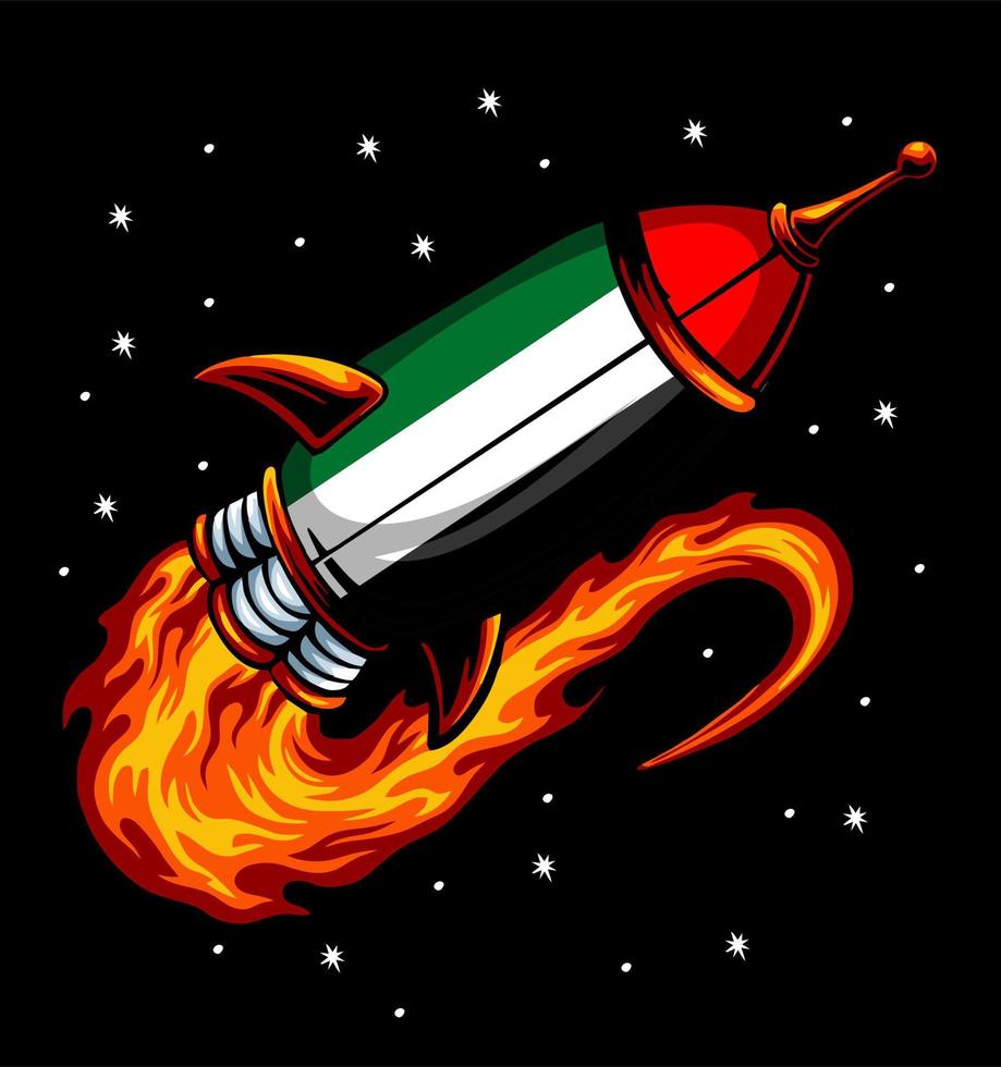 flag pattern cartoon rocket vector