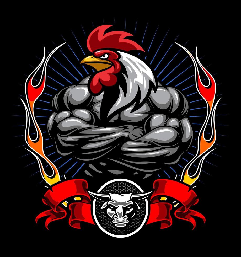 bodybuilding rooster head vector