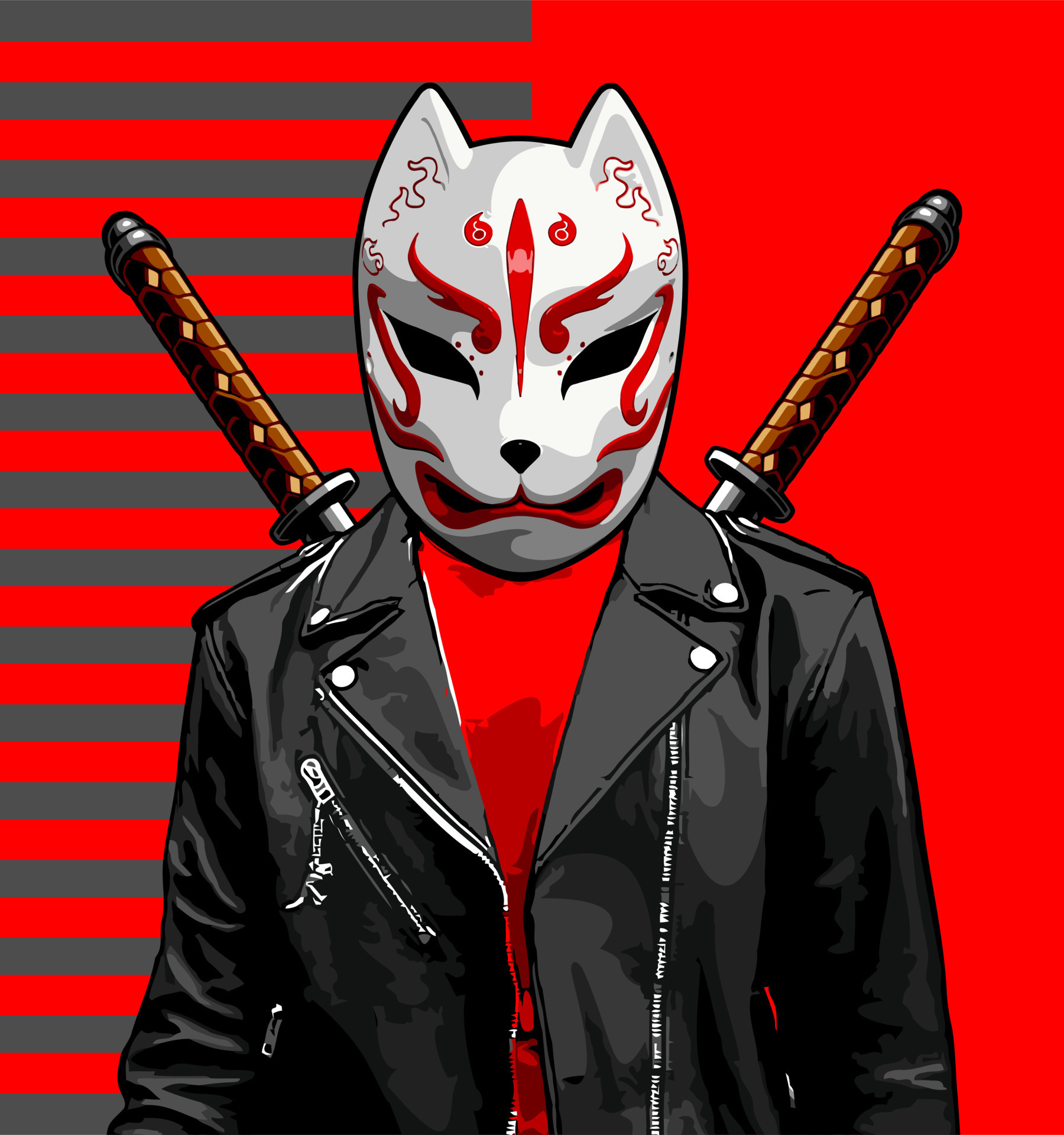 hombre con máscara de gato y katana 8669168 Vector en Vecteezy