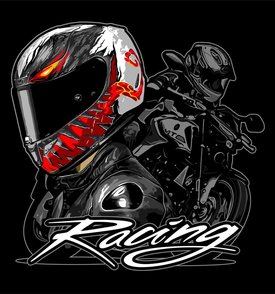 biker with motorcycles vector