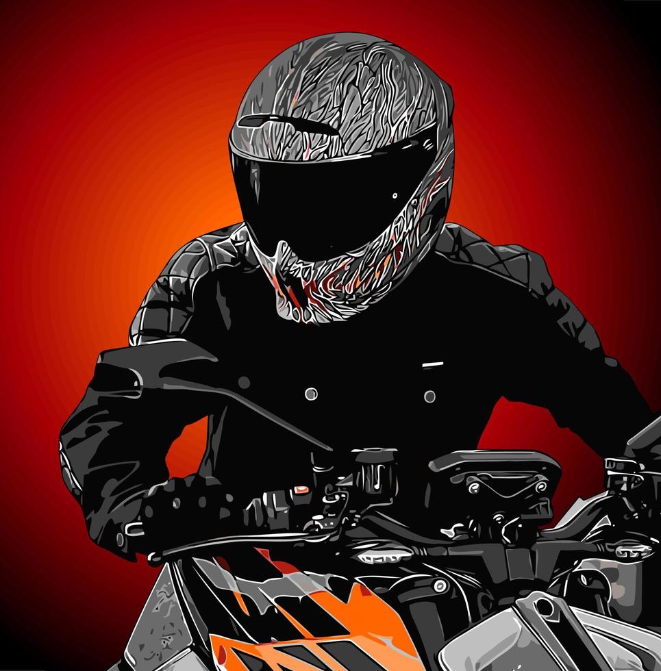 biker on a motorbike vector