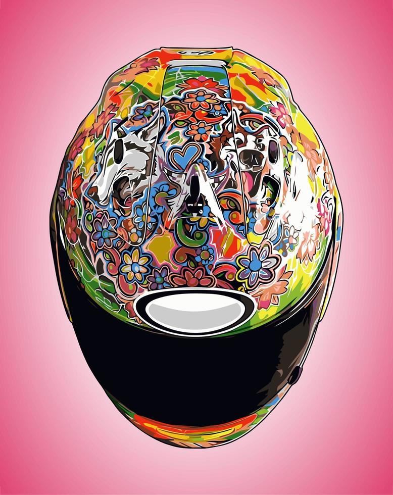 colorful full face helmet vector