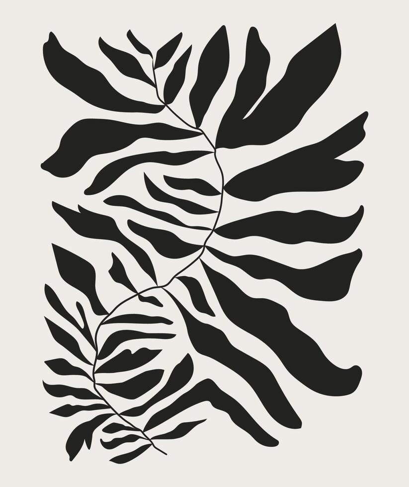 carteles florales abstractos. moderno estilo minimalista matisse de moda. diseño dibujado a mano para papel tapiz, decoración de paredes, impresión, postal, portada, plantilla, pancarta. vector