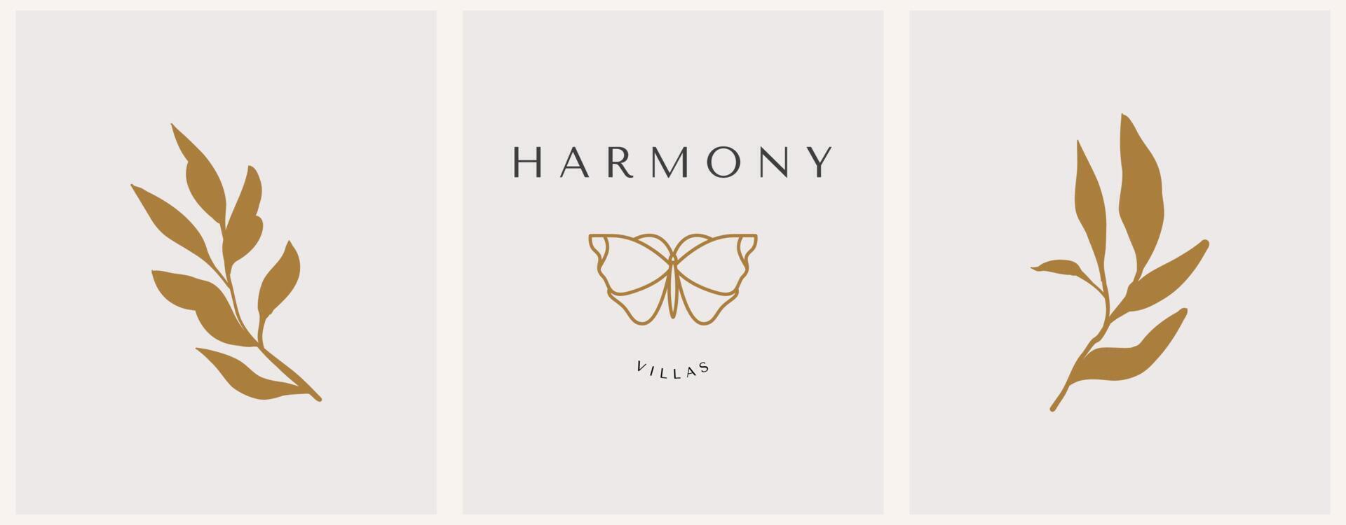 Vector butterfly abstract modern logo design templates in trendy linear style in golden colors - luxury and jewelry concepts for exclusive services and products, beauty and spa industry