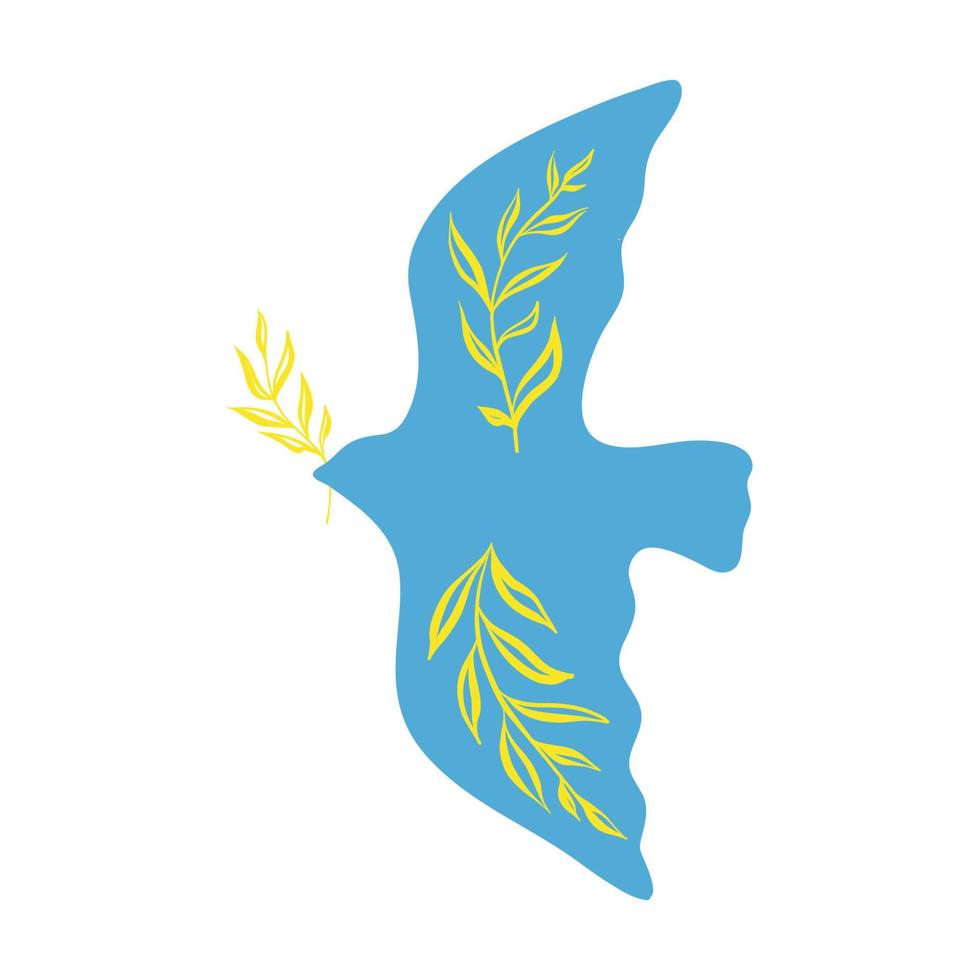 Conflicto entre Ucrania y Rusia. bandera de ucrania en forma de paloma de la paz. el concepto de paz en ucrania. ilustración vectorial aislado sobre fondo blanco vector