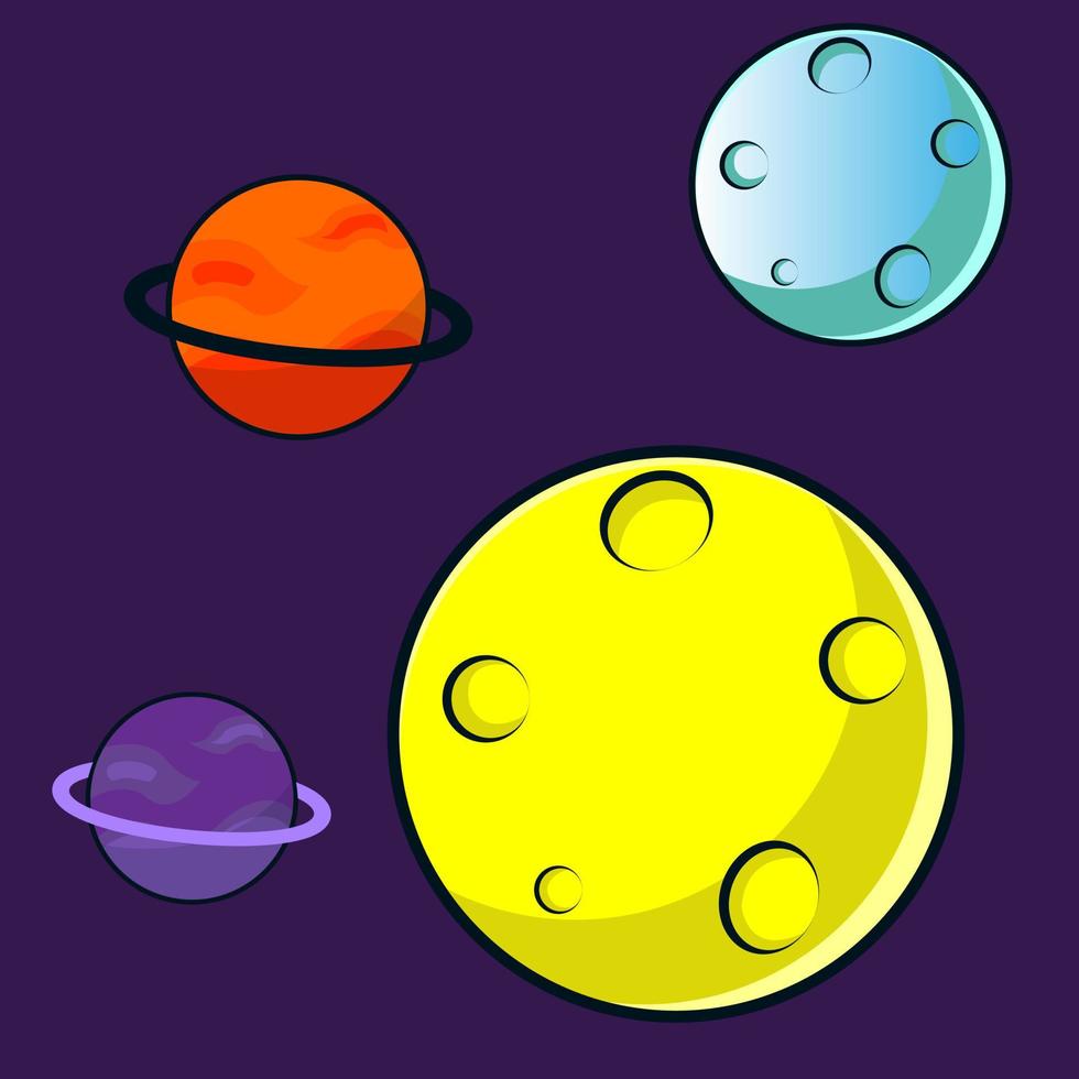 planet in space cartoon icon illustration. vector