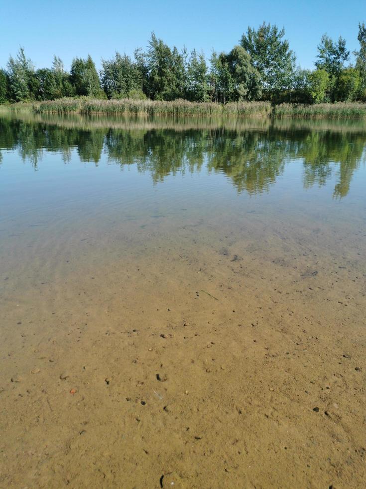 Transparent lake with a sandy bottom photo