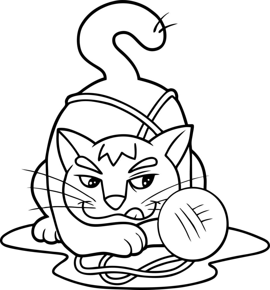 Little cute cat, funny illustration vector