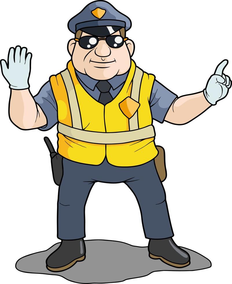 divertido, caricatura, policía vector