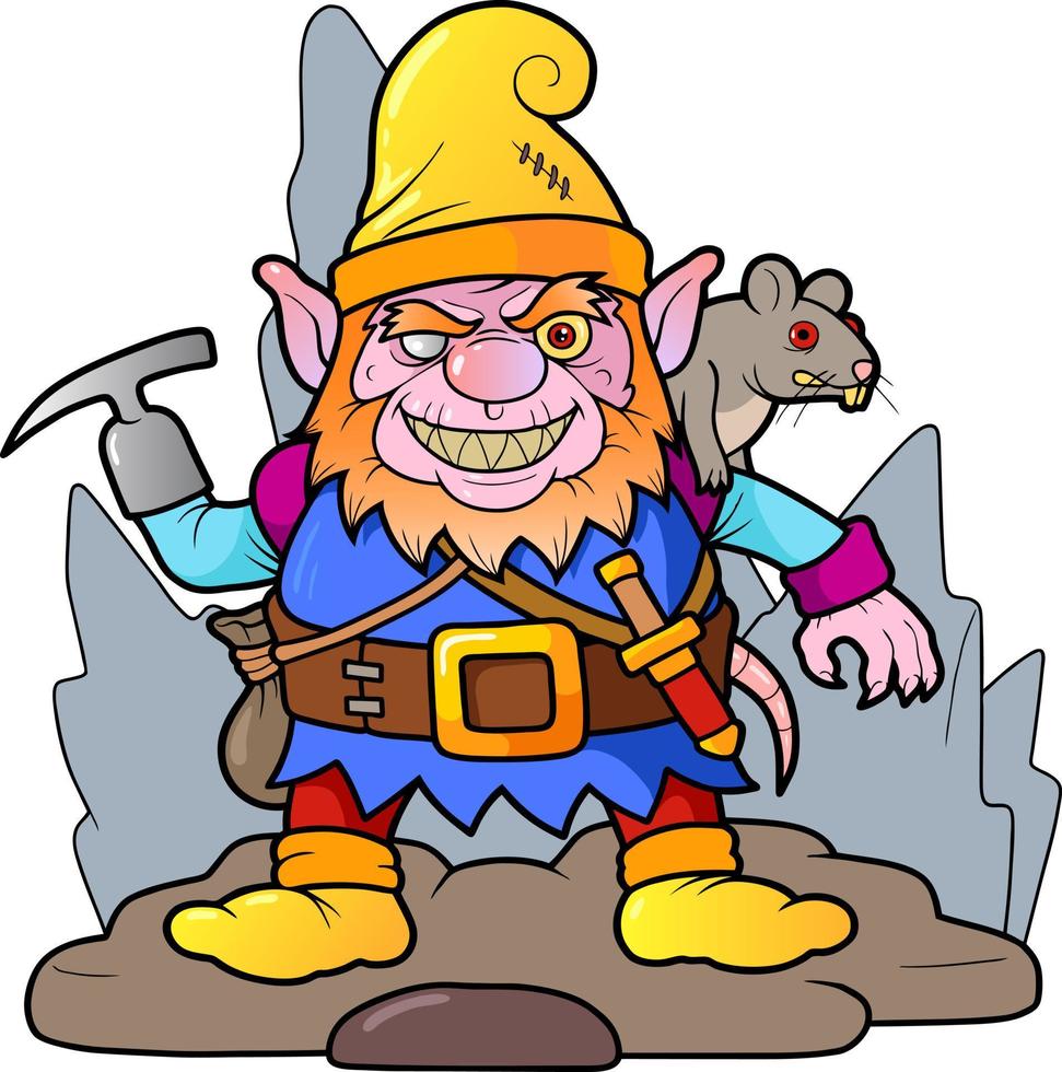 evil scary gnome vector