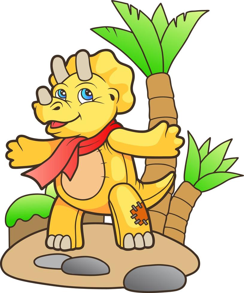 pequeño dinosaurio lindo vector