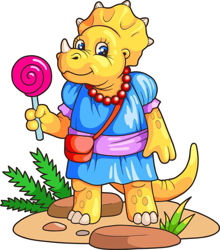 cute little dinosaur vector