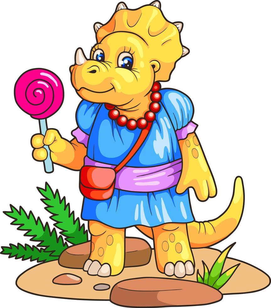 pequeño dinosaurio lindo vector