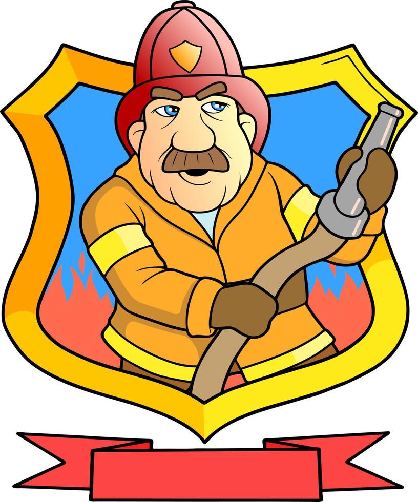 cartoon brave fireman vector