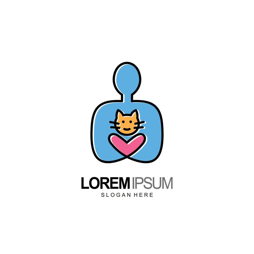 people pet logo, people and pet, combination logo design vector