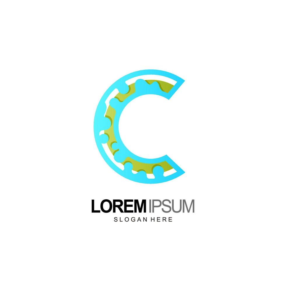 letter c logo and water element design vector