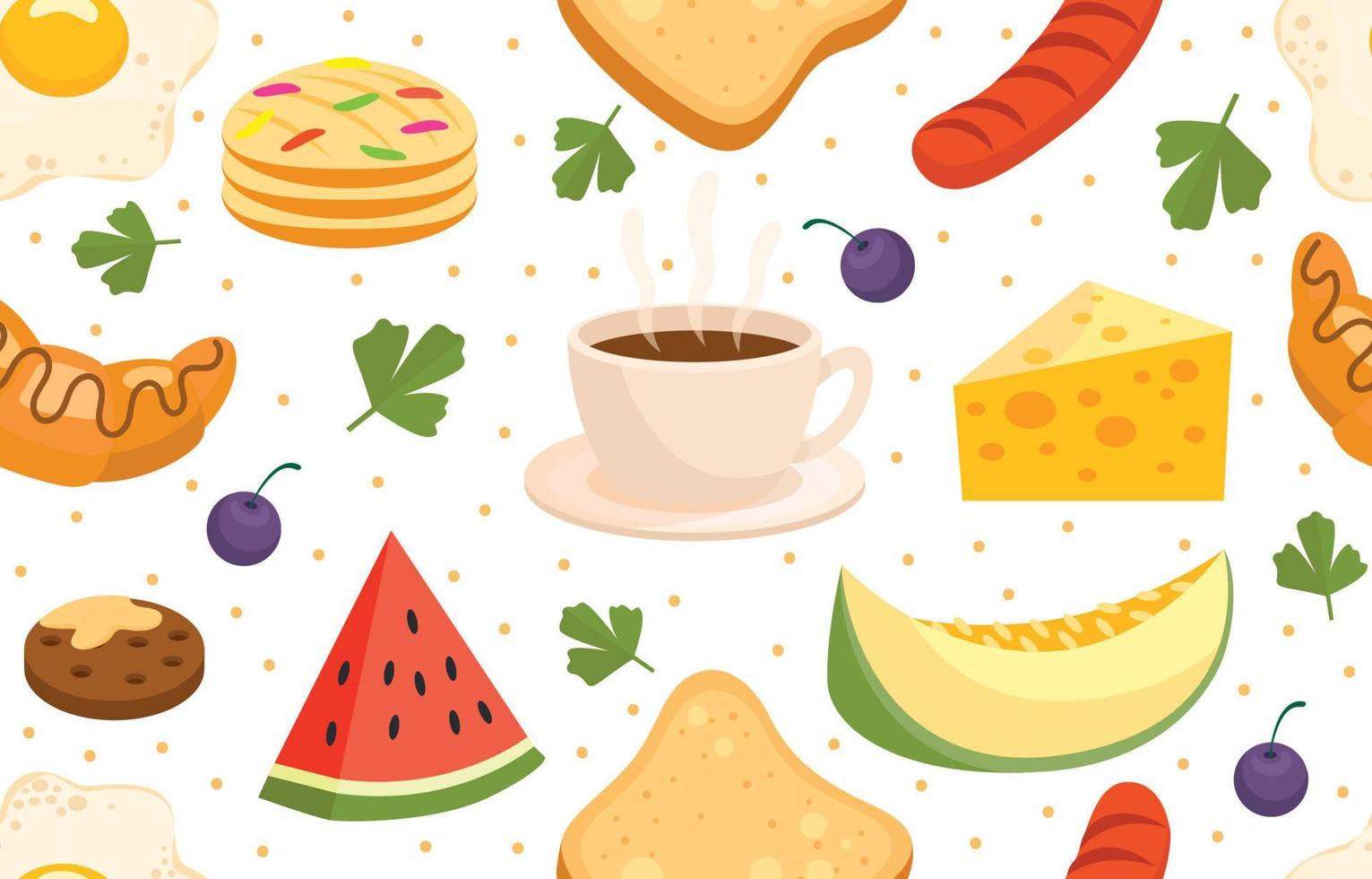 Breakfest Elements With Seamless Concept vector