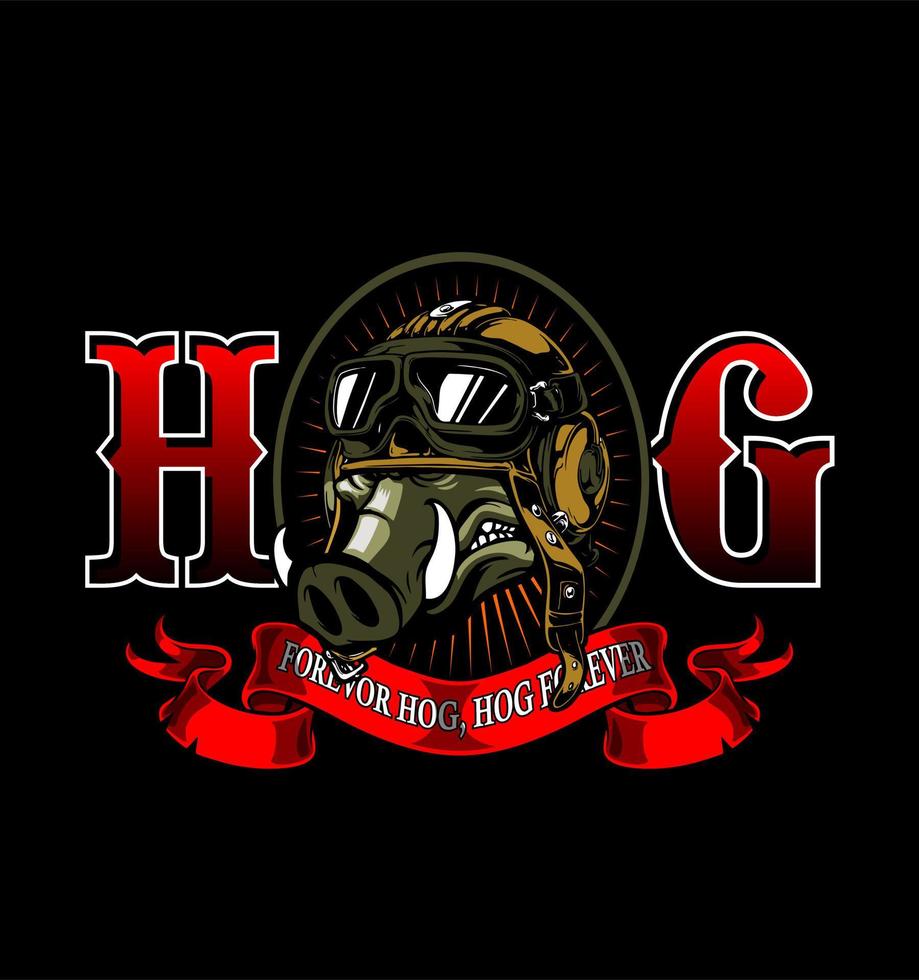 hog writing with pig's head vector