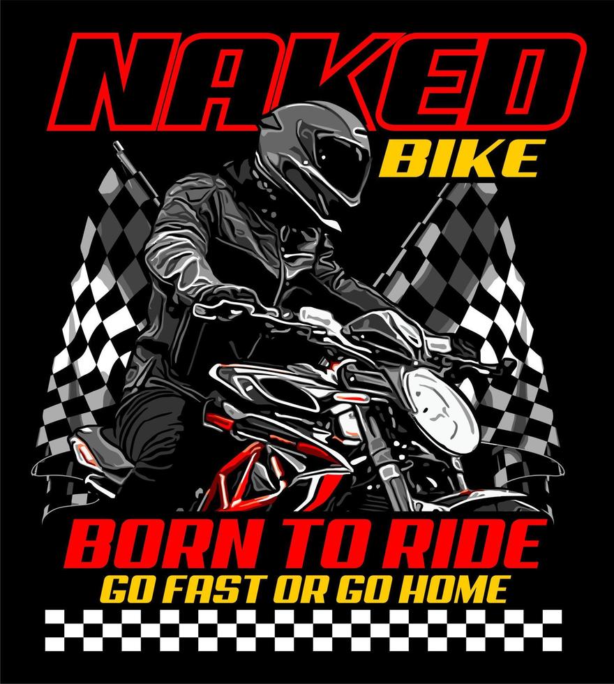 naked bike rider checkered flag vector