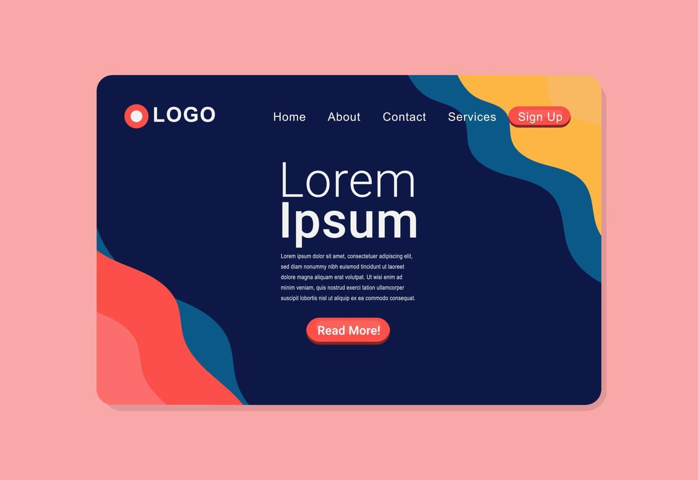 Abstract Colorful Landing Page Design Template vector