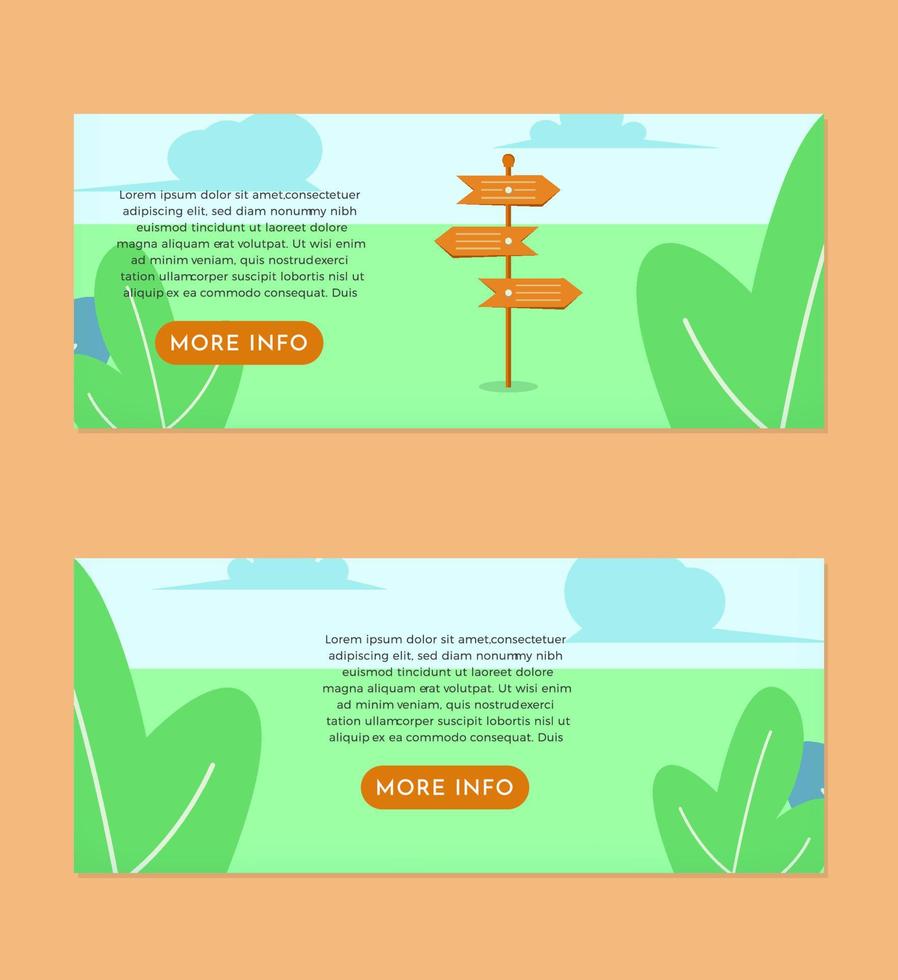 Wooden Direction Board Flat Illustration Banner Set Template Design vector