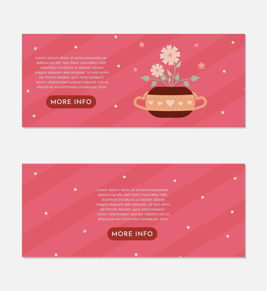 hermosa maceta de flores fondo banner conjunto plantilla de diseño vector