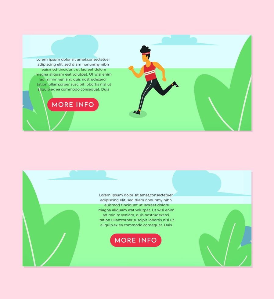 hombre corriendo plantilla de diseño de conjunto de banner de ilustración plana vector