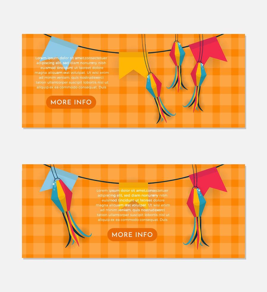 Festive Festa Junina Banner Set Design Template vector