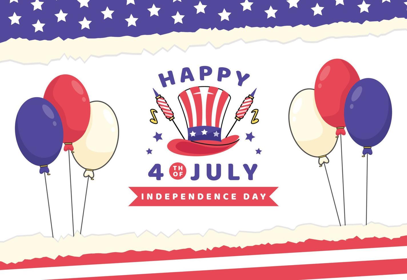 4th of July Happy Independence Day United States of America Flat Illustration Background Design vector