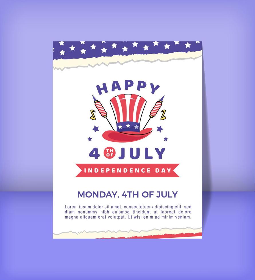 4th of July Happy Independence Day Flyer Invitation Background Design Template vector