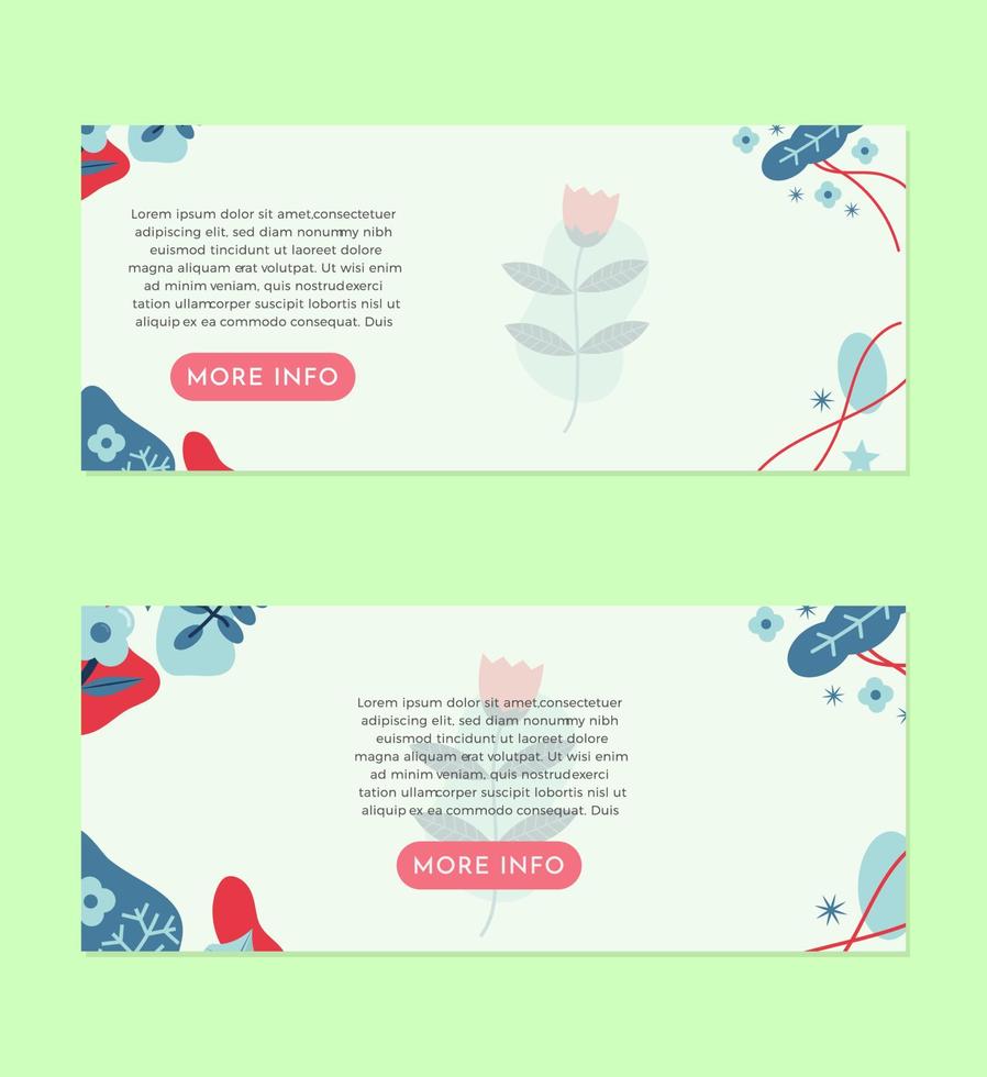 Tropical Background with Flowers Decoration Banner Set Design Template vector