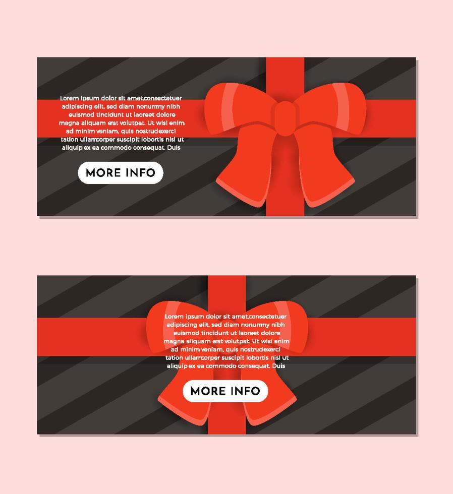 Realistic Gift Packaging Red Ribbon Banner Set Design Template vector