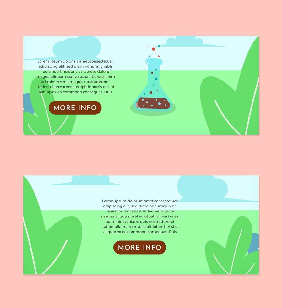 Chemical Tube Test Tube Flat Illustration Banner Set Design Template vector