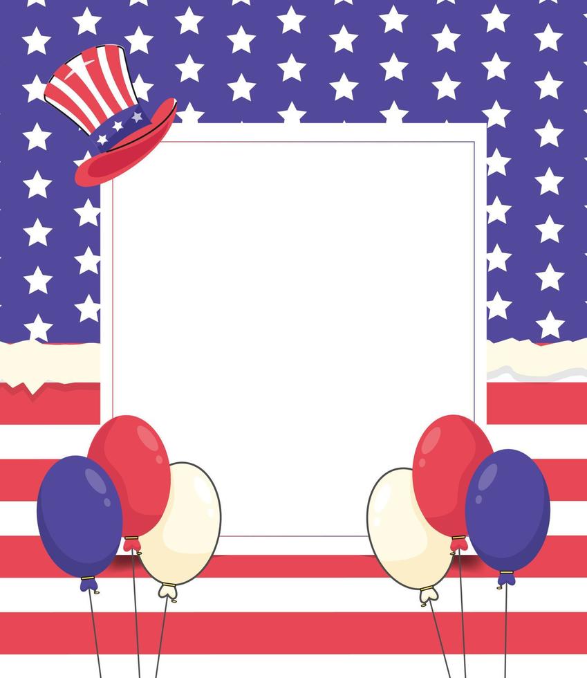 4th of July Happy Independence Day Greeting Card Flat Illustration Background Isolated on Star Spangled Banner vector