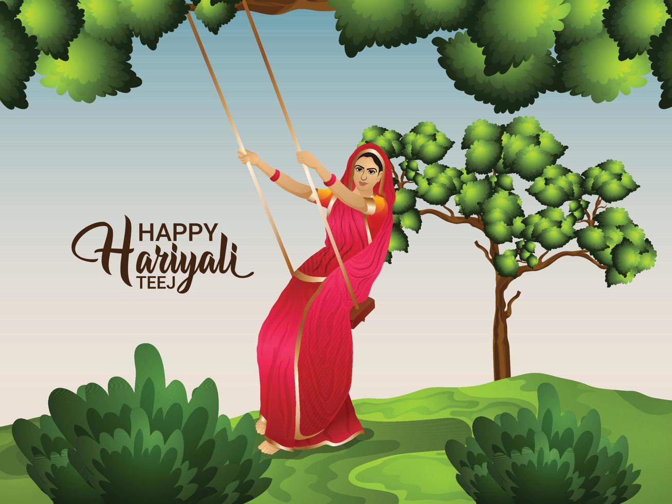 feliz festival indio hariyali teej con ilustración vectorial vector