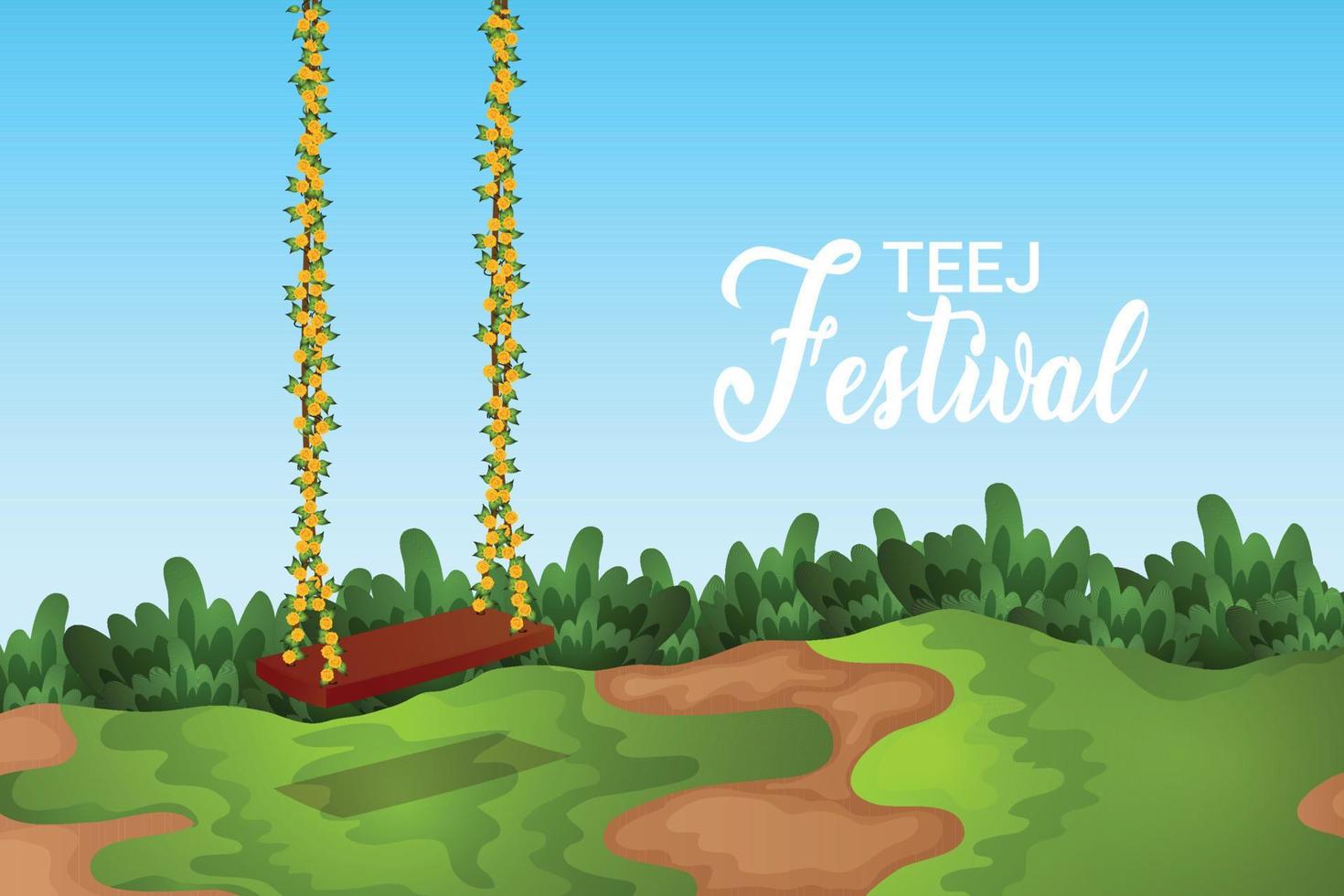 Teej festival design celebration background vector