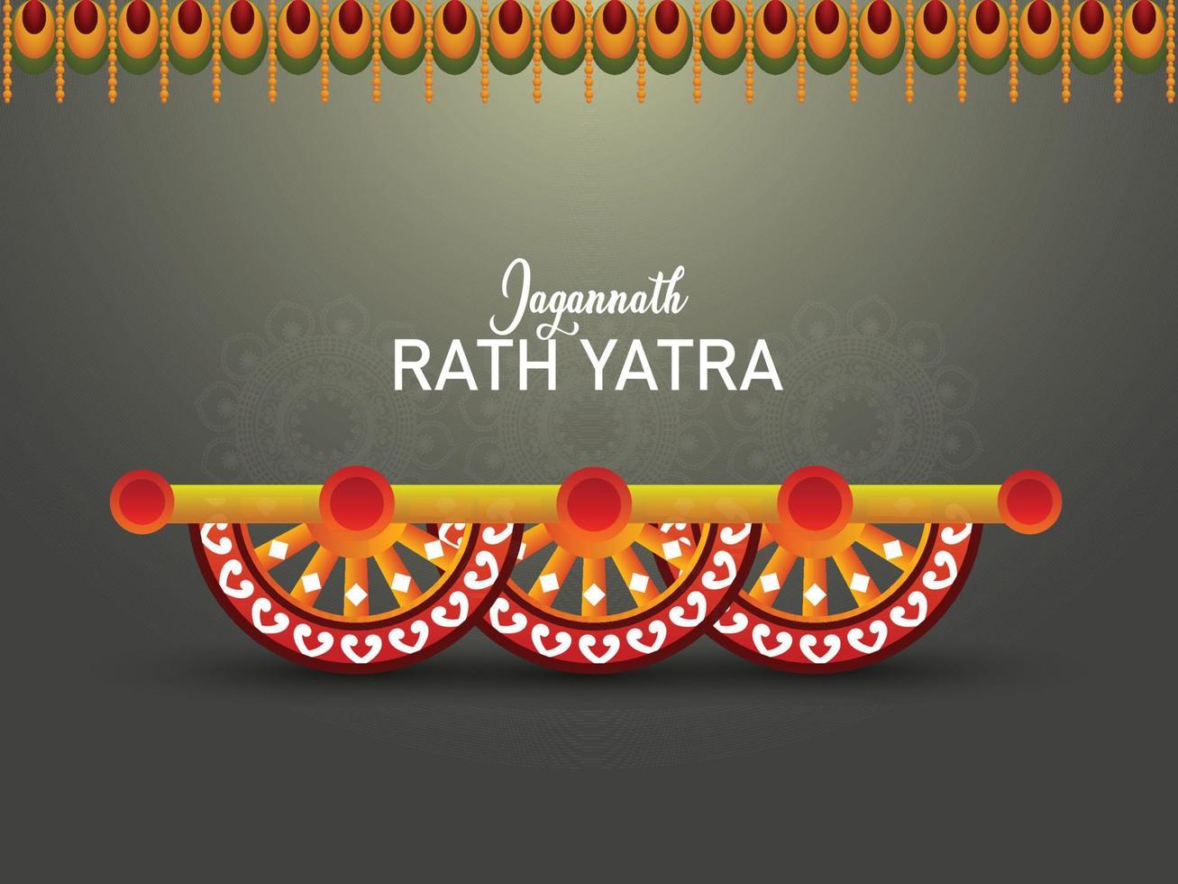 Beautiful chariot for happy rath yatra with lord jagannath balabhadra and subhadra vector illustration