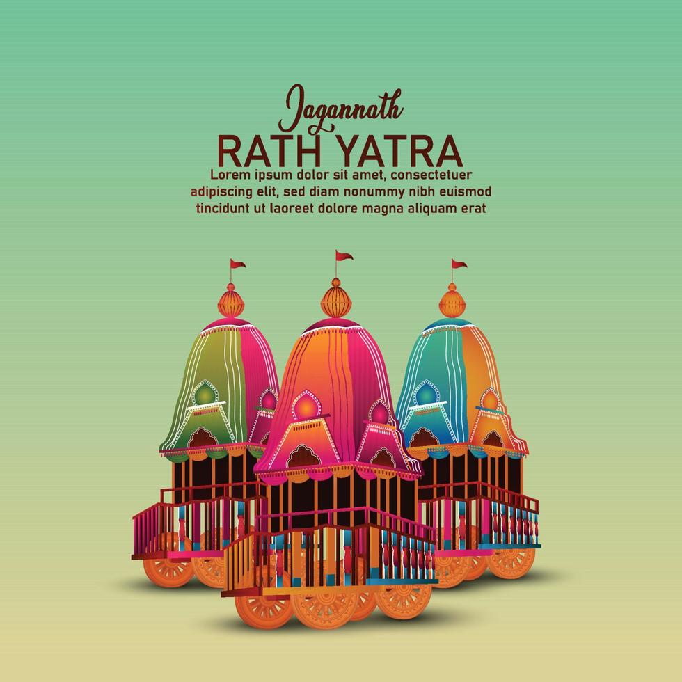 Beautiful chariot for happy rath yatra with lord jagannath balabhadra and subhadra vector illustration