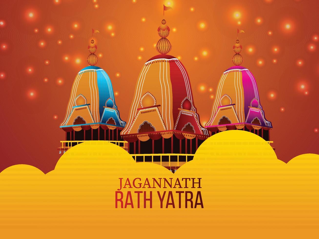 Rath yatra celebration design with vector illustration of lord jagannath balabhadra and subhadra
