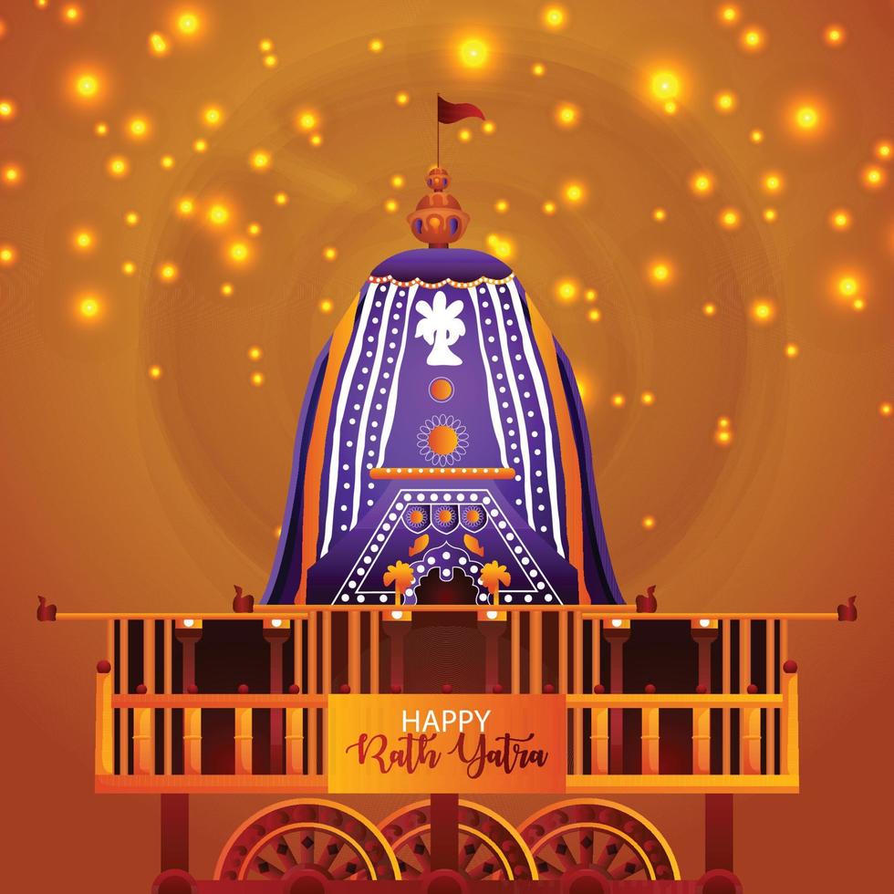 Happy jagannath rath yatra celebration background with vector illustration of lord  jagannath balabhadra and subhadra