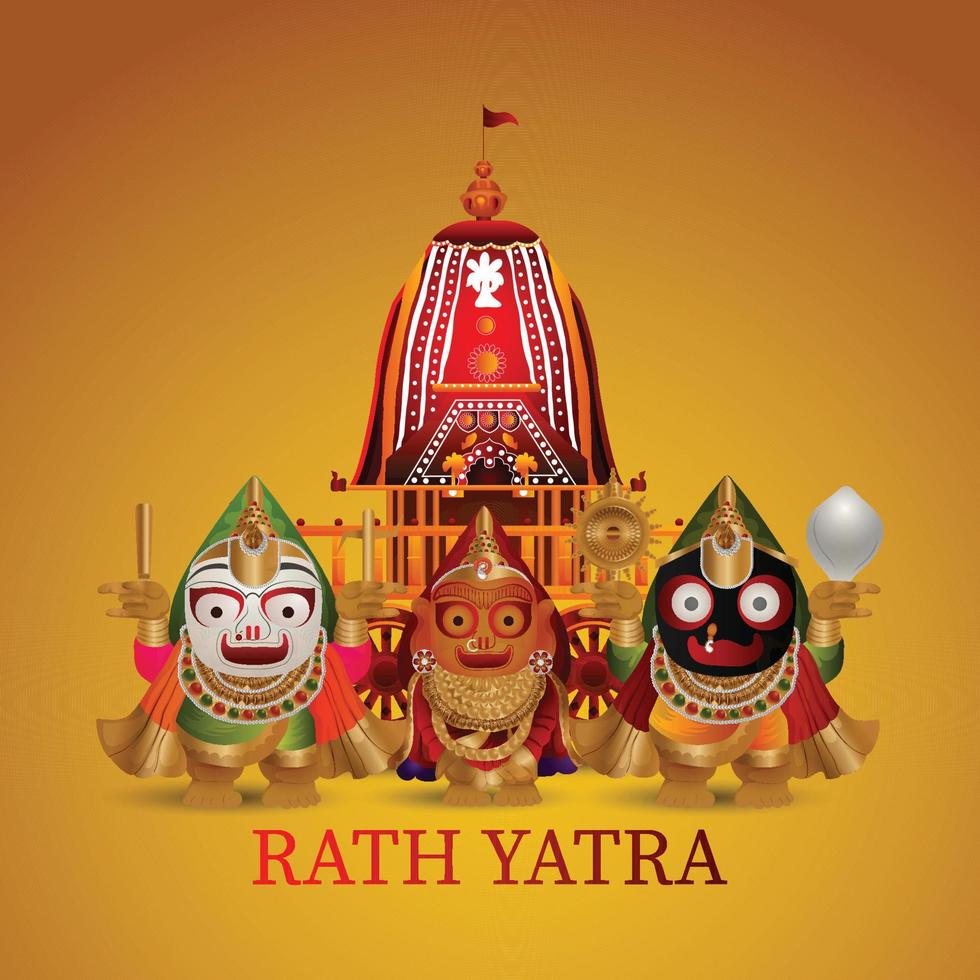 Lord jagannath balabhadra and subhadra vector illustration for happy rath yatra