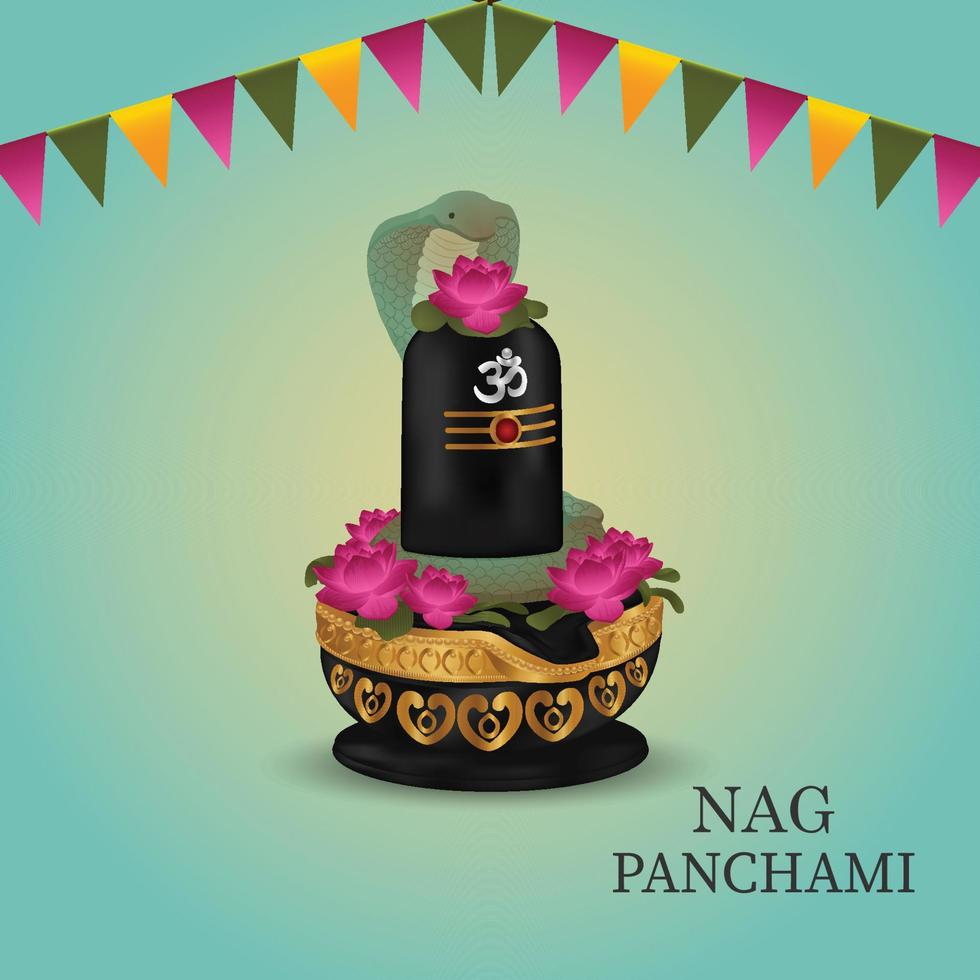 Creative shivling for happy nag panchami festival vector